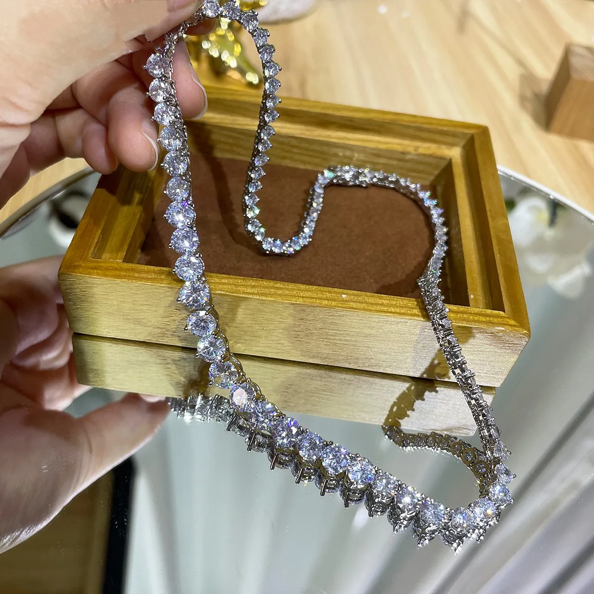 Cross Pendant Necklace Gold - Luxe Designer 7Mm Iced Out Tennis