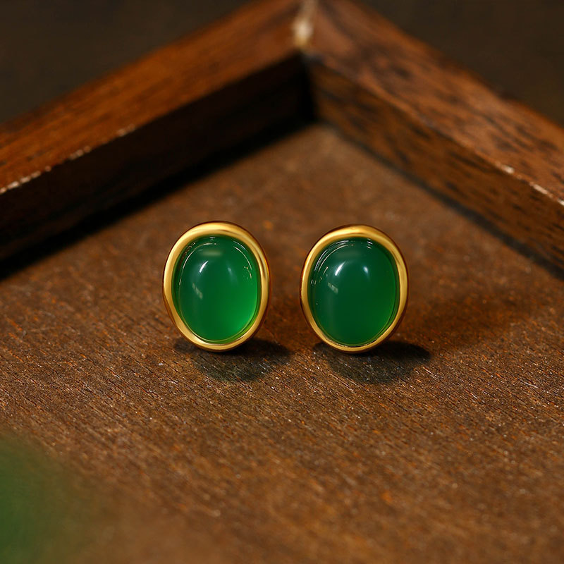 Earrings - Groene natuurlijke jade oorbellen talismannen luxe