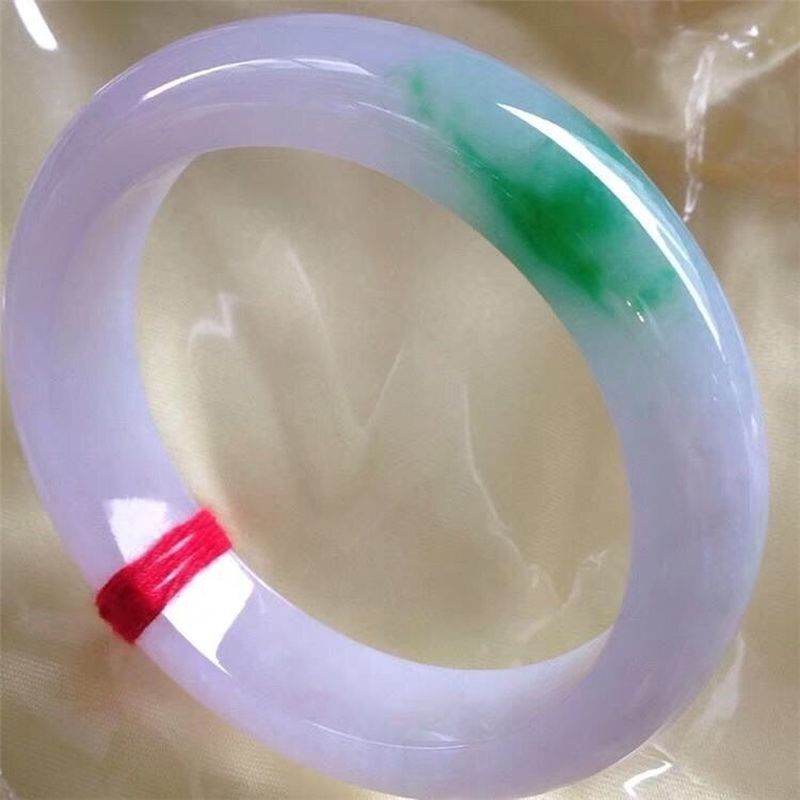 Bracelets - , Violet, zwevende bloem, lentekleur, jade
