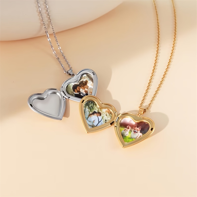 Heart Locket Necklace Photo - Gepersonaliseerde 1/2 foto hart medaillon hanger