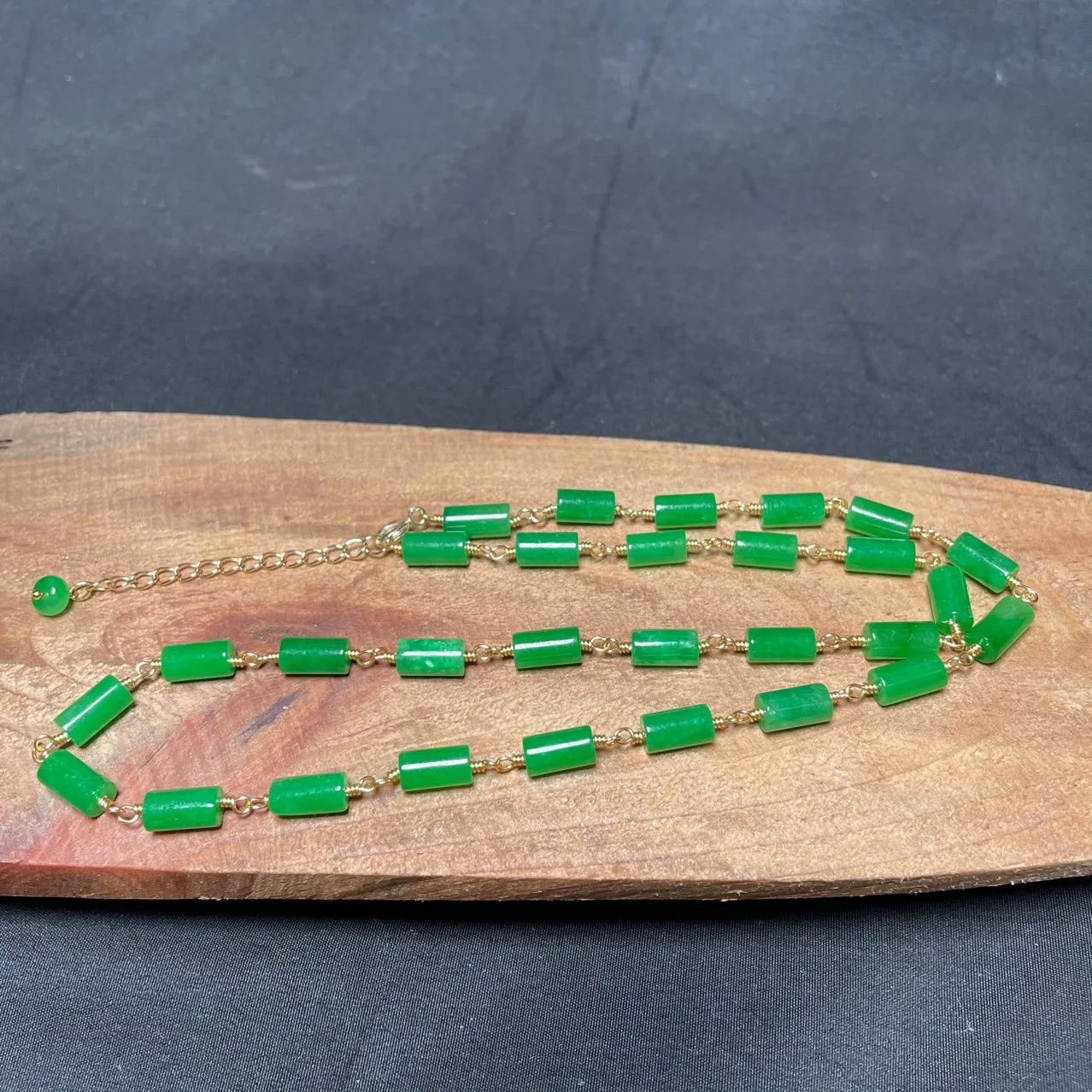 Necklaces - Groene Jade Kralen Ketting Vintage Lucky
