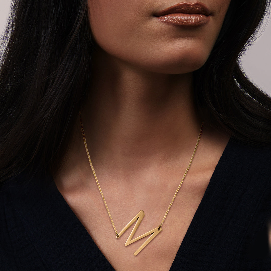 Initial Letter Necklace 18K Gold - Statement Eerste Ketting Gepersonaliseerde Roestvrij Staal