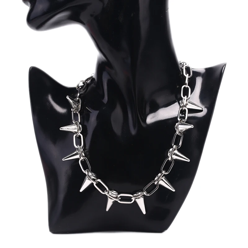 Goth Punk Spike Choker - Goth Rock Biker Spike Rivet Kraagketting