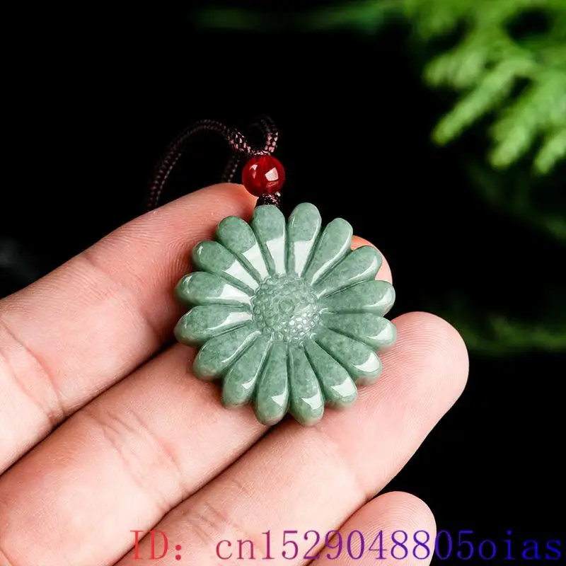 Necklaces - Groene Jadeite Zonnebloem Hanger Ketting Amulet