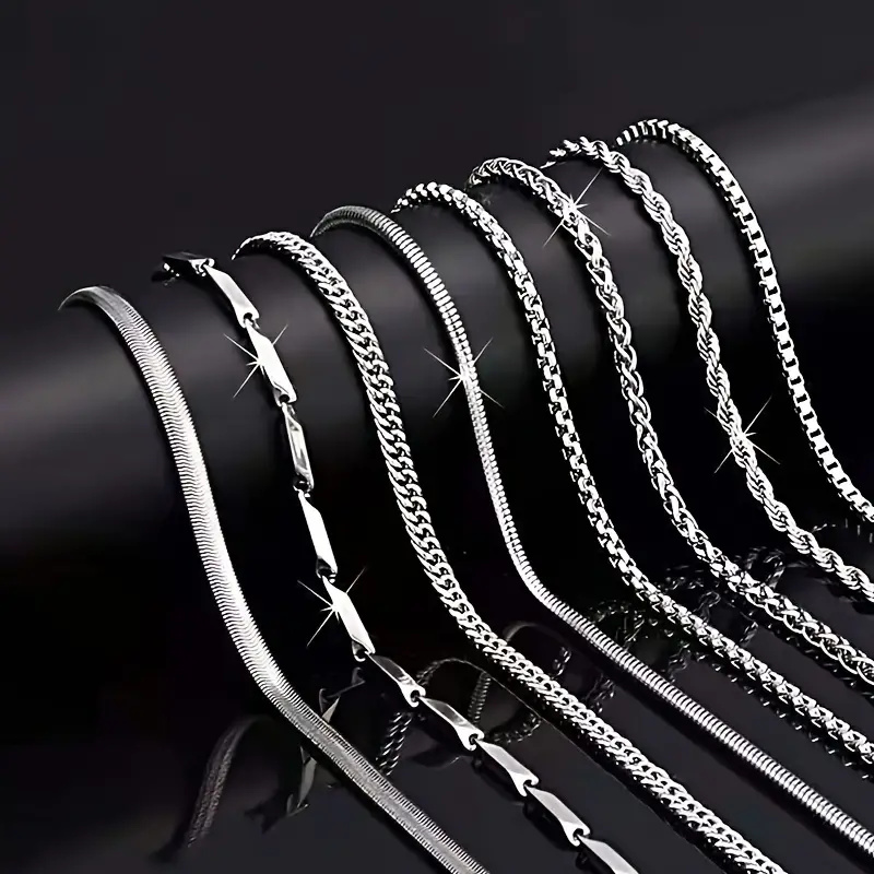 Cuban Link Chain 12Mm - 8-delige heren roestvrijstalen kettingset Stijlvolle en