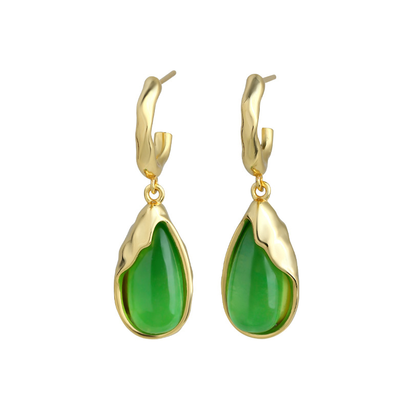 Earrings - Groene echte jade oorbellen in de