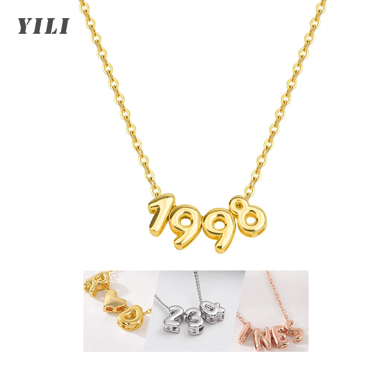 Initial Letter Necklace 18K Gold - Gepersonaliseerde 3D Bubble Letter Ketting Op