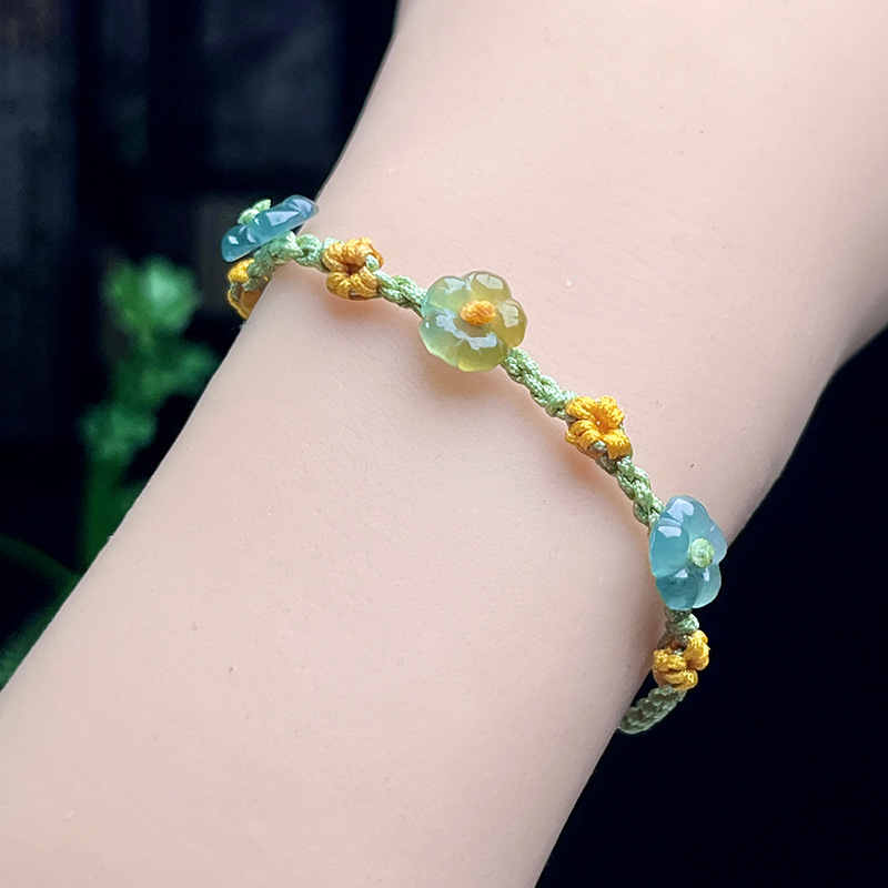 Bracelets - Myanmar Jadeïet Bloem Armband Echte Sieraden