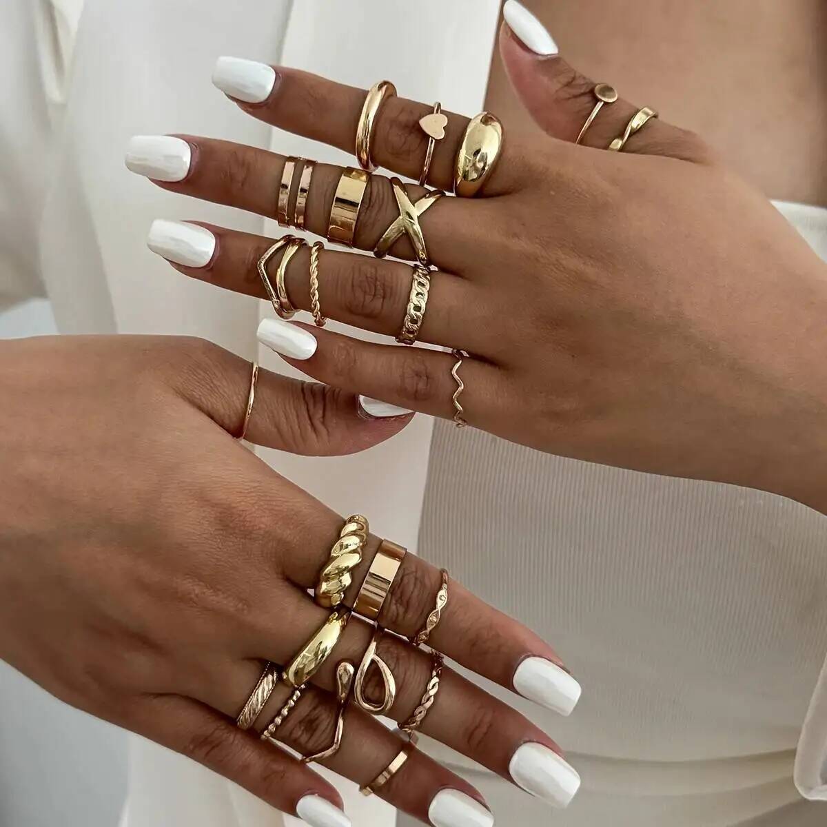 Vintage Punk Knuckle Rings Set - KunJoe 24 stks/set Trendy Onregelmatige Geometrie