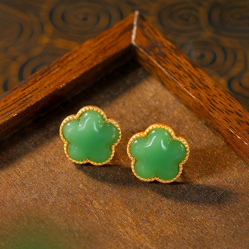 Earrings - Groene natuurlijke jade klaver oorbellen cadeaus