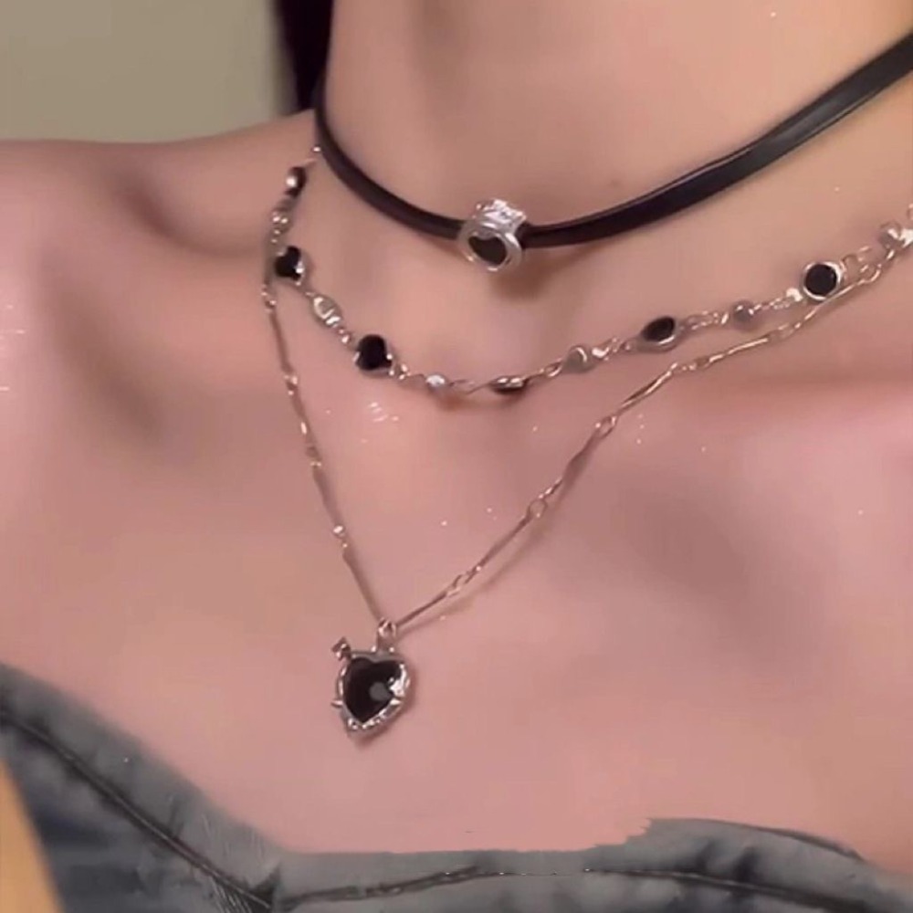 Layered Pendant Necklace Aesthetic - Y2K Gothic Liefde Hart Hanger Ketting