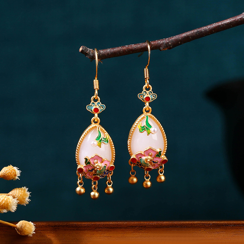 Earrings - Natuurlijke Jade Bloem Oorbellen Charme Amulet