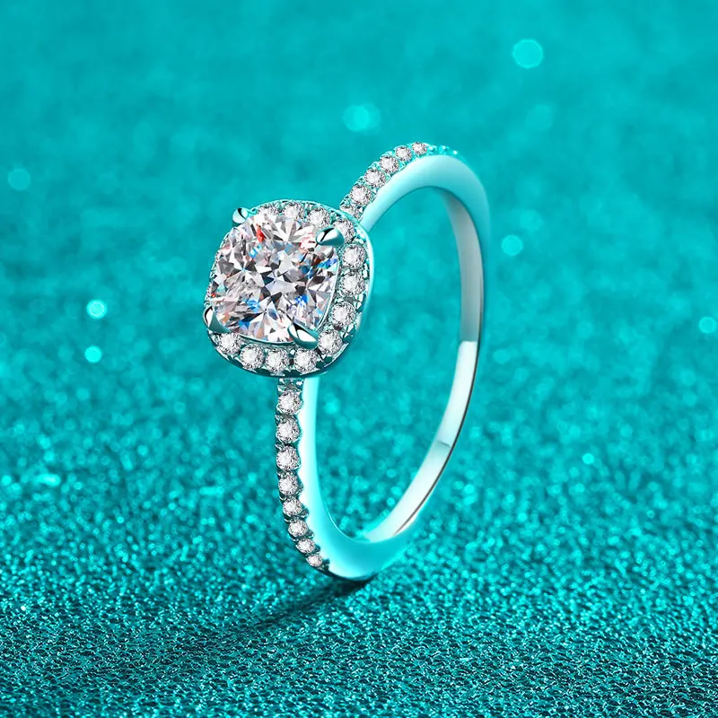 Moissanite Engagement Ring 1 Carat - S925 Sterling Zilveren Moissanite Ring voor