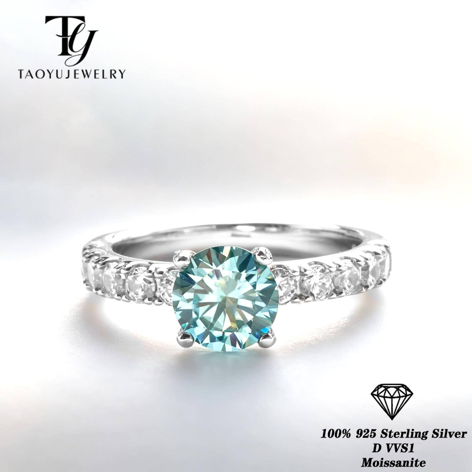 Moissanite Engagement Ring 1 Carat - Klassieke 1 Karaat Blauwe Moissanite Ring