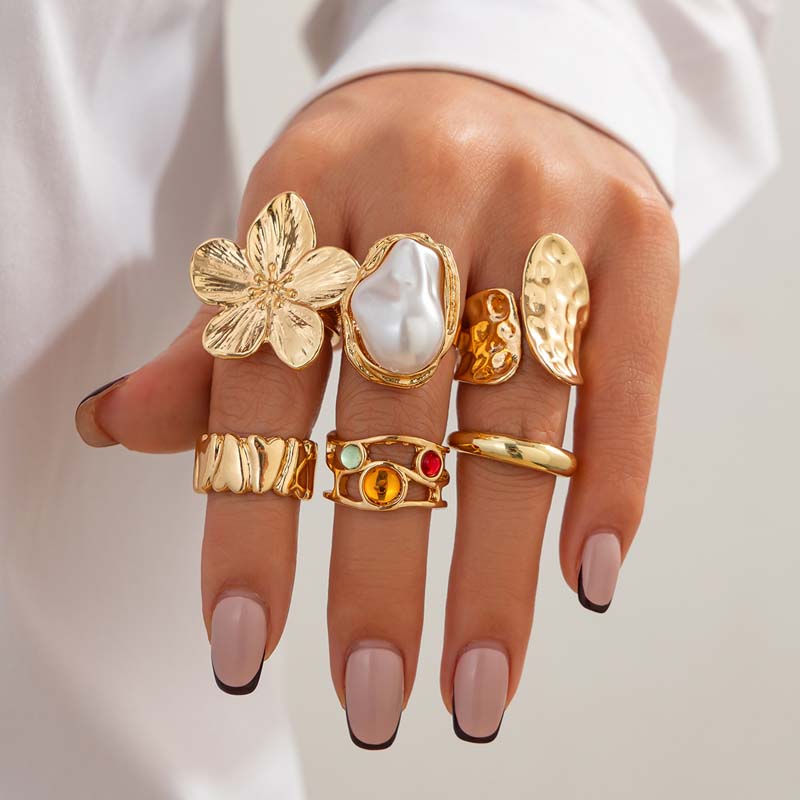Vintage Punk Knuckle Rings Set - 6 stks/set Vintage Metalen Bloem Ring