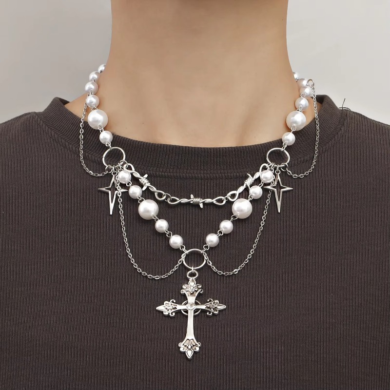 Punk kruisen hanger ketting go - Pearl Choker Necklace Vintage recensie en prijs