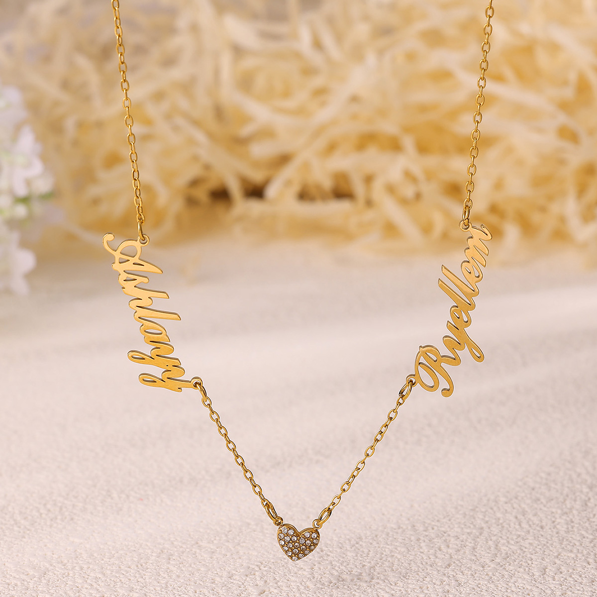 Aangepaste twee naam ketting v - Custom Name Necklace Stainless Steel recensie en prijs