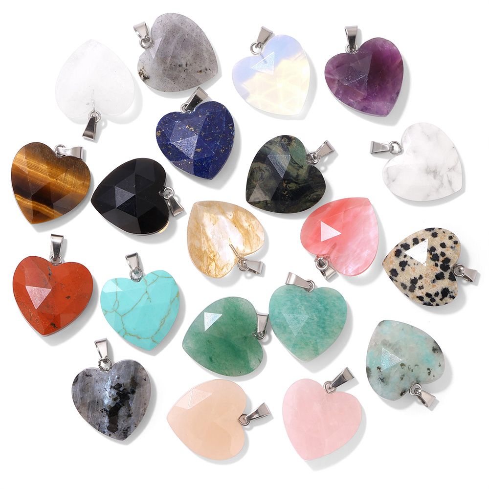 1PC 20mm Facet Hart Hanger Nat - Crystal Pendant Necklace Natural Stone recensie en prijs