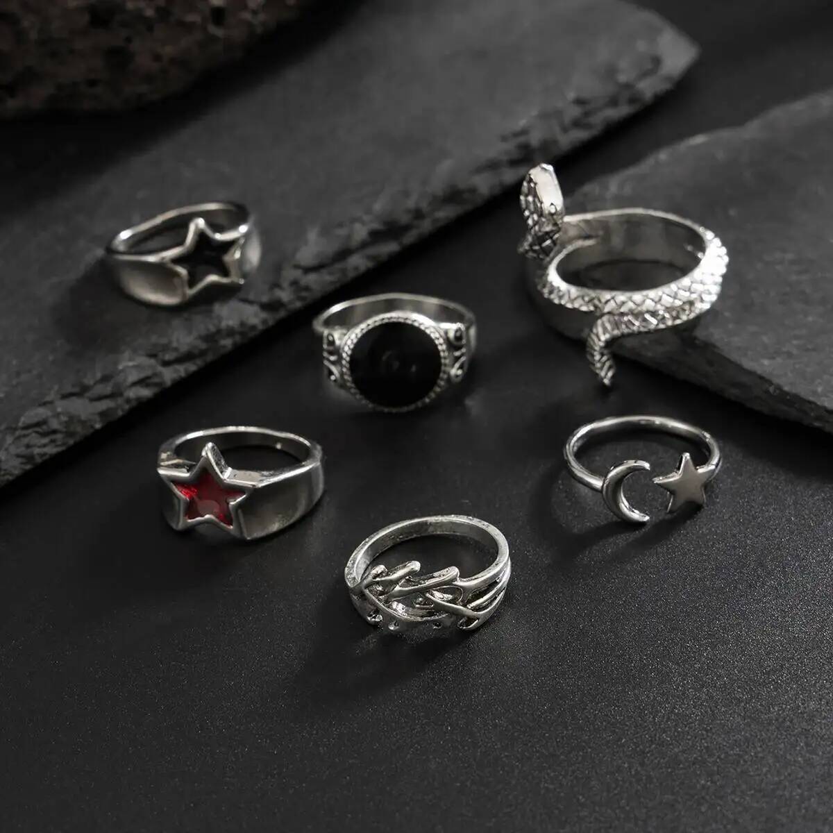 KunJoe 6 Stuks Nieuwe Goth Sna - Vintage Punk Knuckle Rings Set recensie en prijs