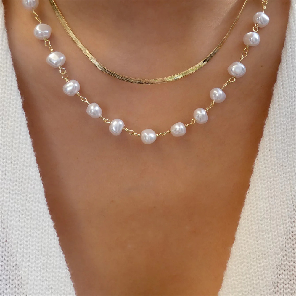 Trendy Goud-Plaat Geometrische - Pearl Choker Necklace Vintage recensie en prijs