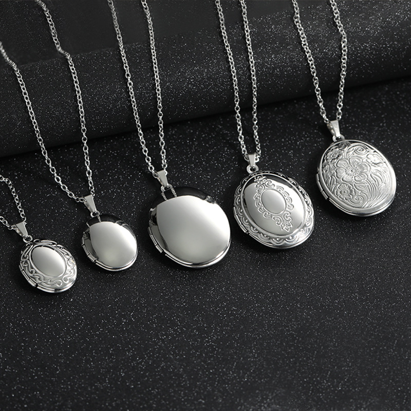 Vintage zilverkleurige openbar - Heart Locket Necklace Photo recensie en prijs