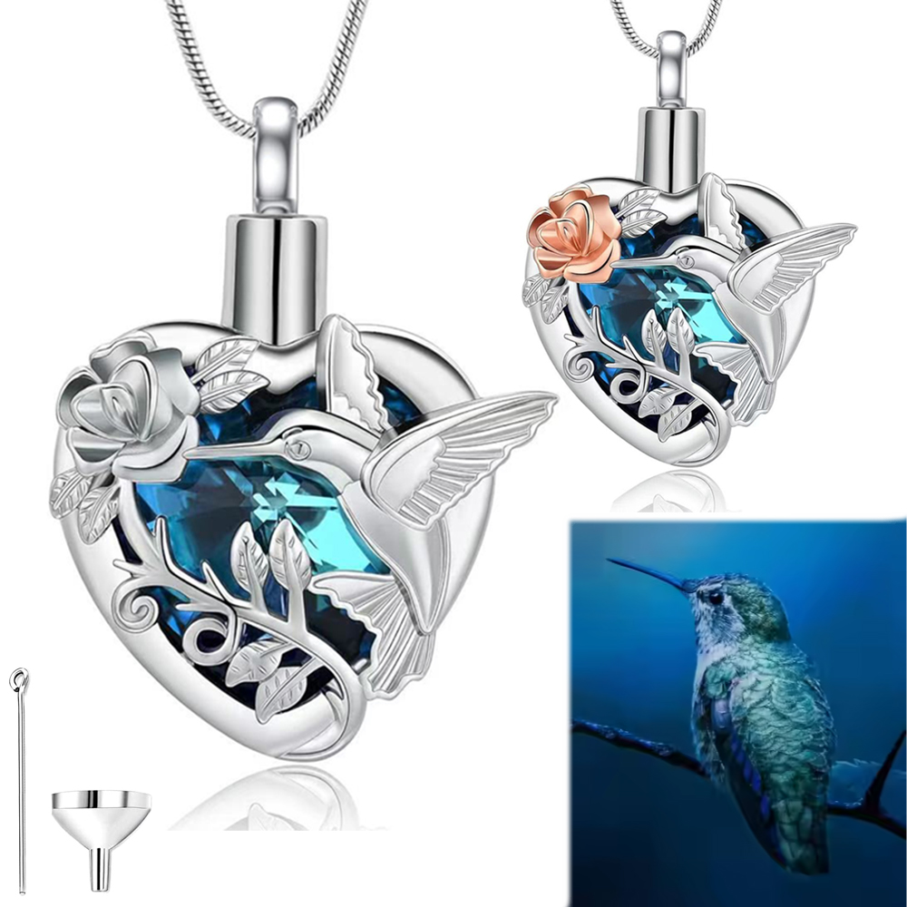 Kolibrie Hart Urn Medaillon Ke - Heart Locket Necklace Photo recensie en prijs