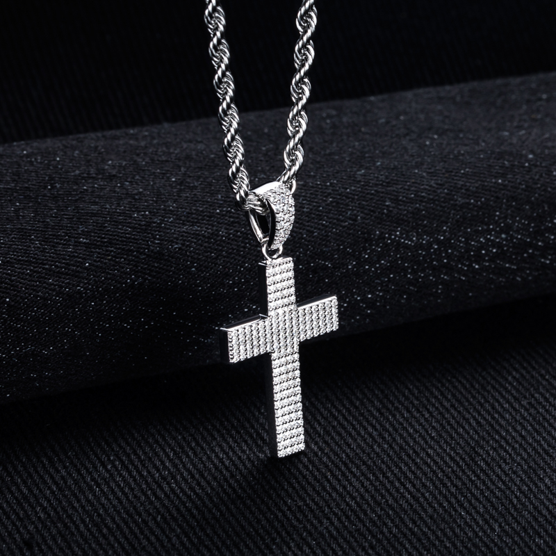 MossanRappr Moissanite Bling C - 925 Sterling Silver Chain Necklace Men recensie en prijs