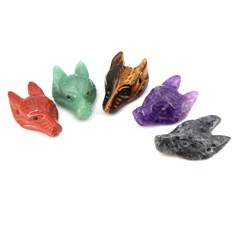 40mm Wolf Head Stone Hanger Na - Crystal Pendant Necklace Natural Stone recensie en prijs