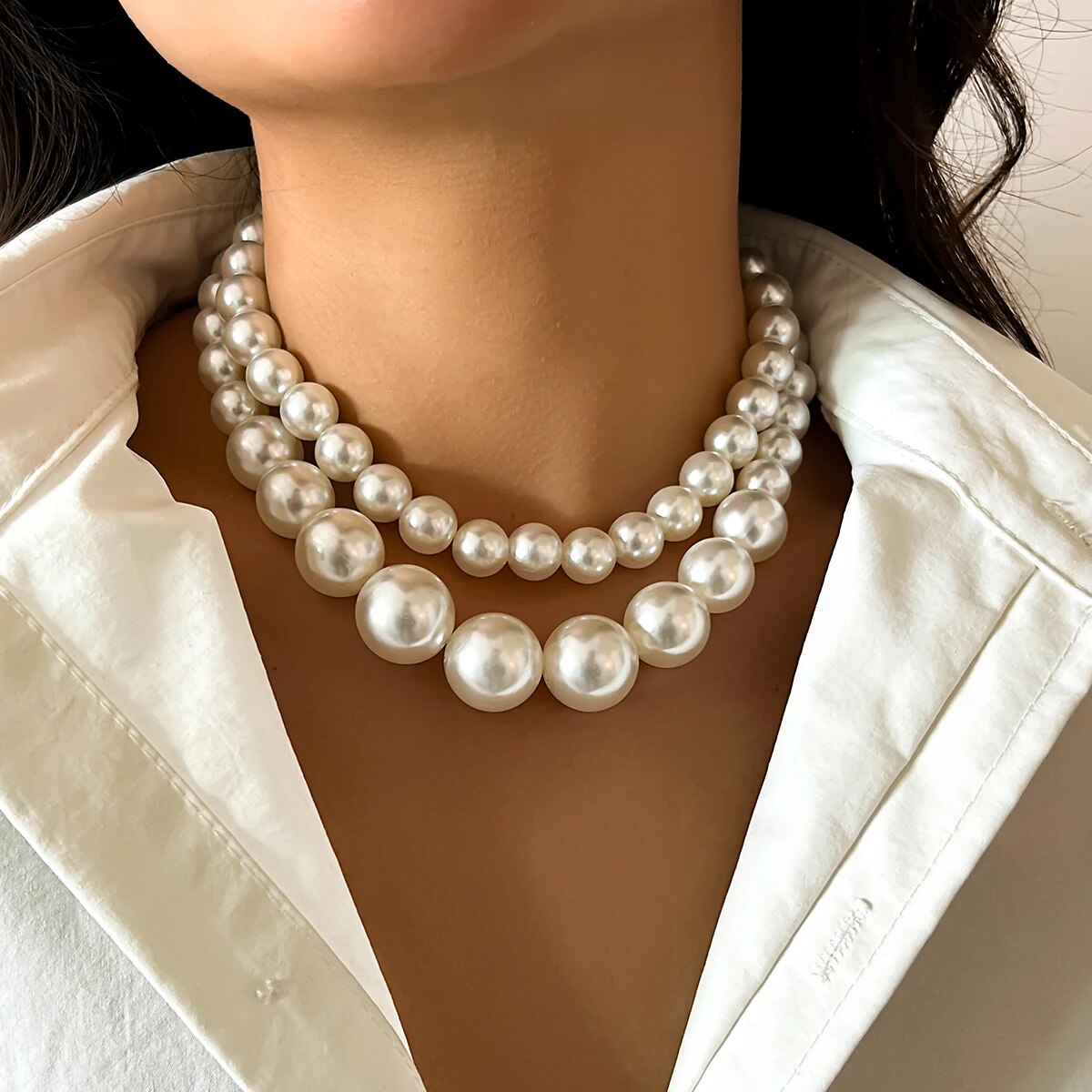 2 stks/set Overdreven Grote Im - Pearl Choker Necklace Vintage recensie en prijs