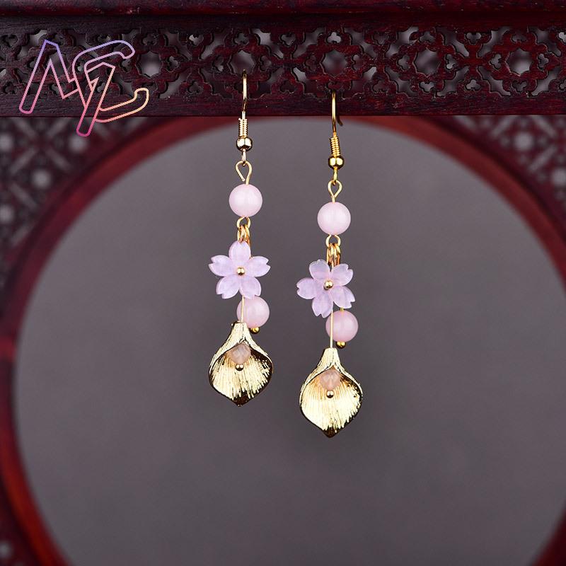 Roze natuurlijke jade bloem oo - Earrings recensie en prijs