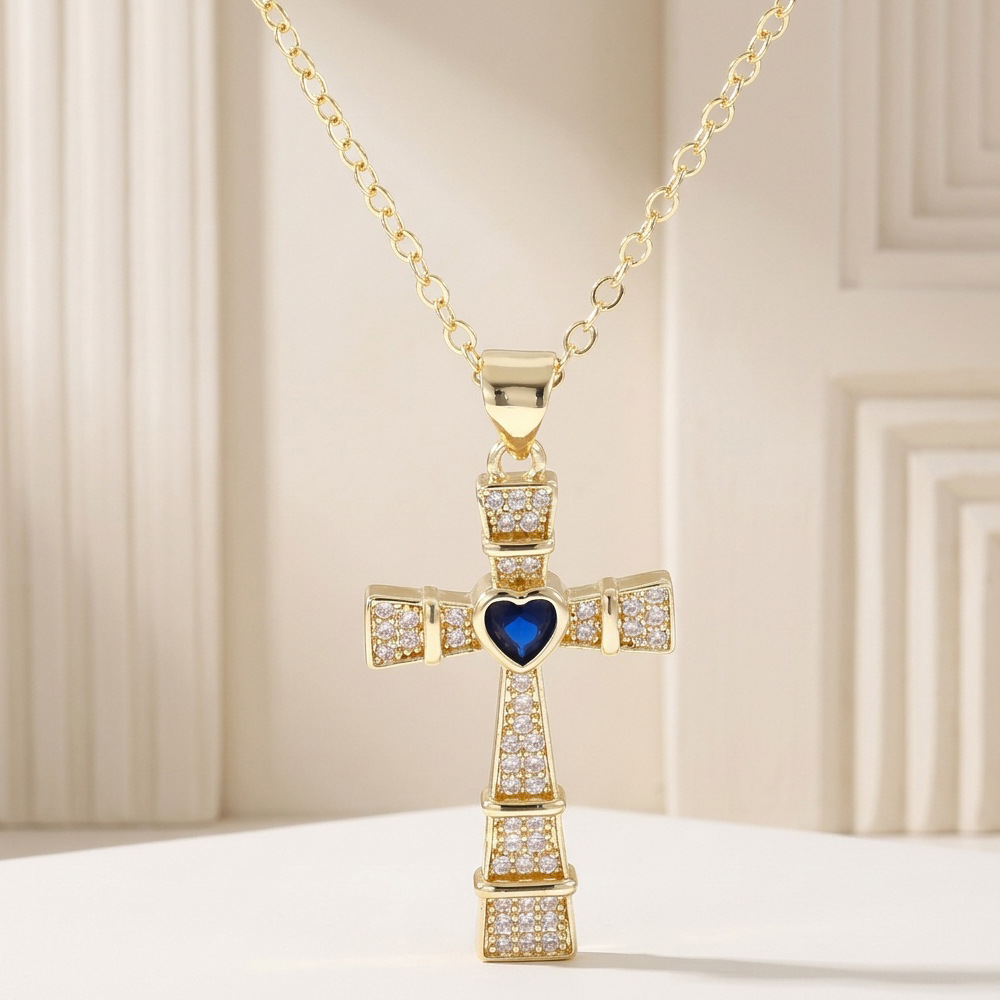 Mode Kubieke Zirkonia Kruis Ha - Cross Pendant Necklace Gold recensie en prijs
