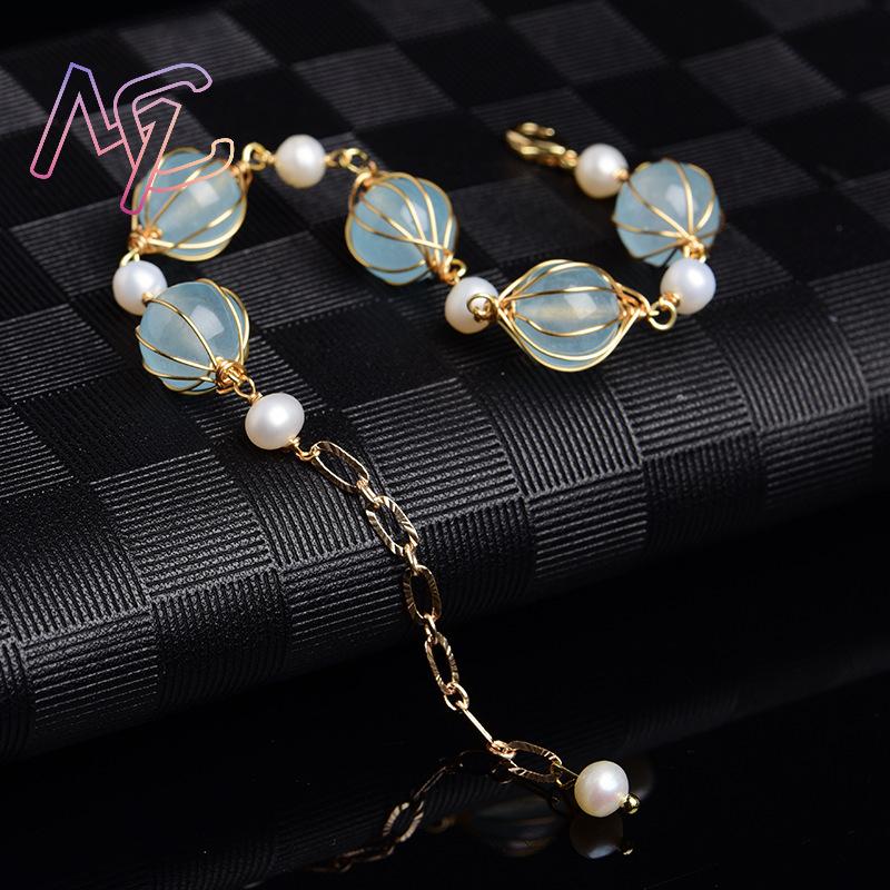 Blauwe natuurlijke jade kraal  - Earrings recensie en prijs