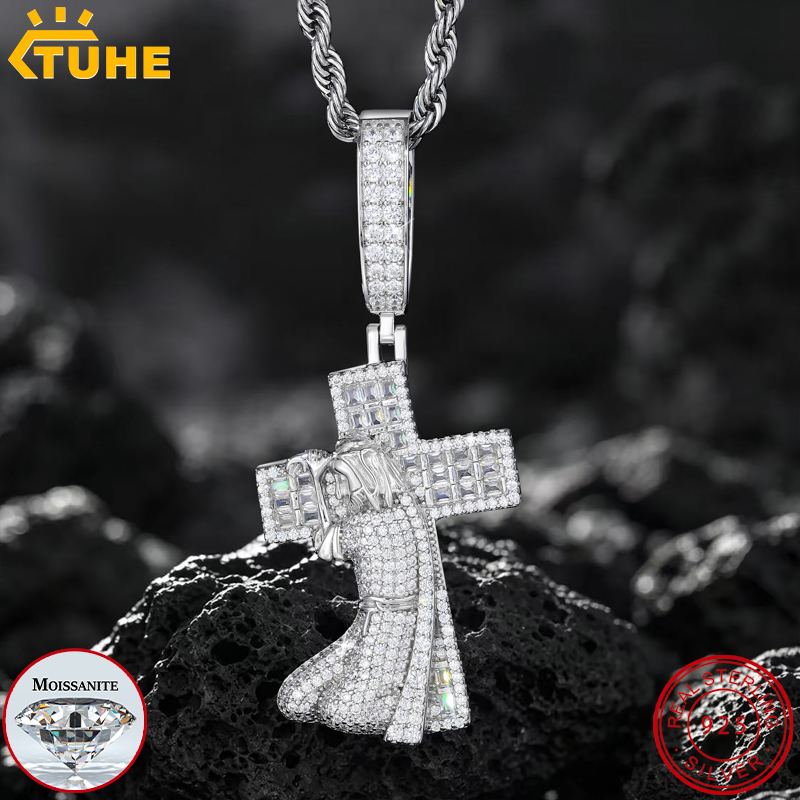 TUHE Nieuwe Jezus Kruis 925 Zi - 925 Sterling Silver Chain Necklace Men recensie en prijs