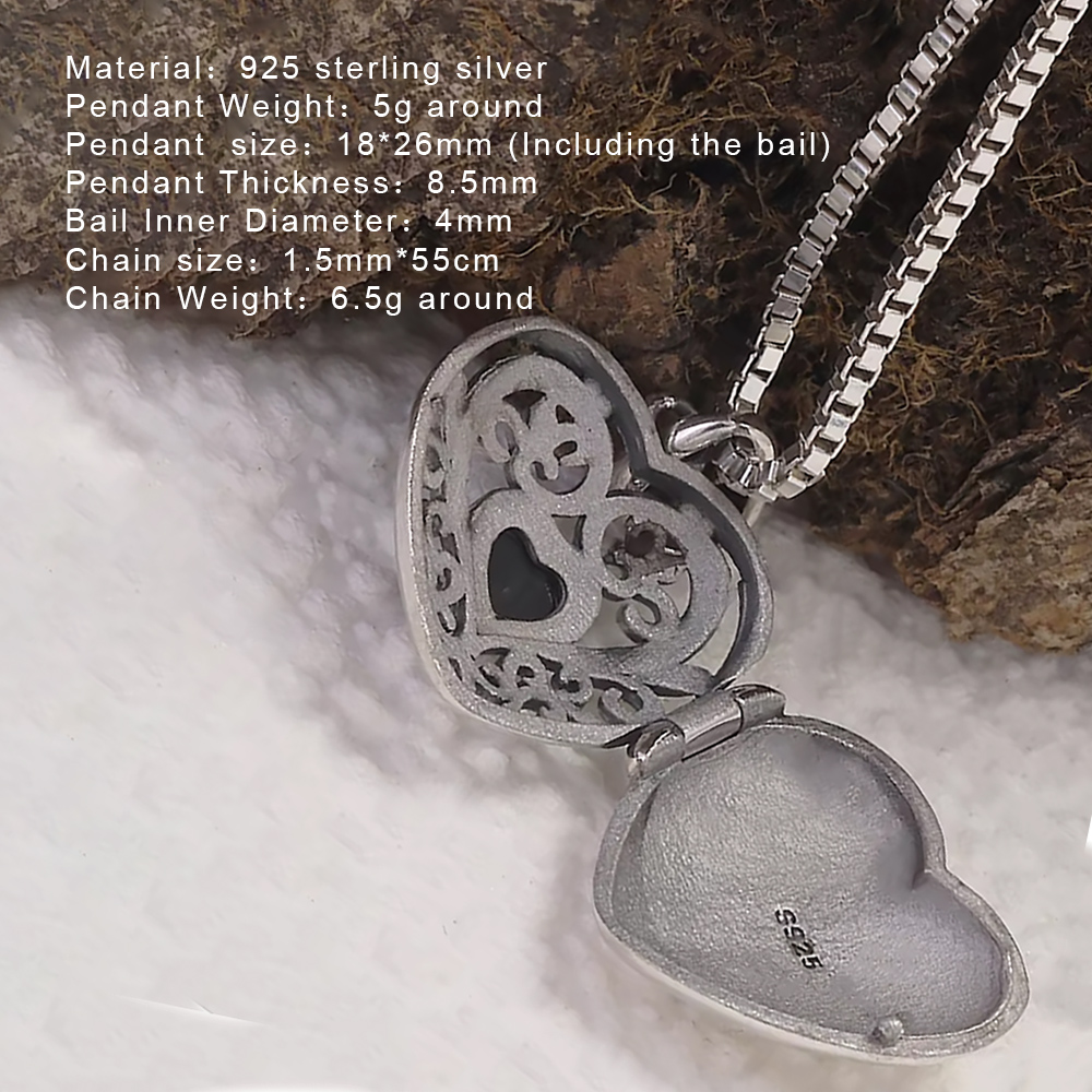 925 Sterling Zilver Te Openen  - Heart Locket Necklace Photo recensie en prijs